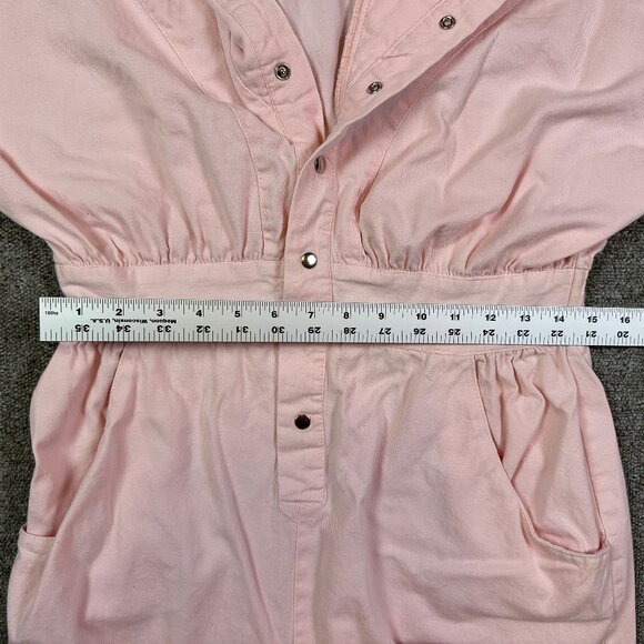 Vintage Oops California 80s Utility Pastel Pink Snap Midi Dress Women's Medium - Picture 5 of 8